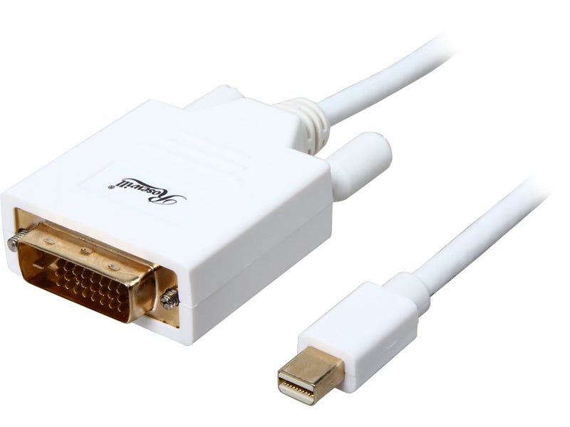 Rosewill Mini DisplayPort to DVI Cable, White, 6 Feet Mini DP to DVI Cable with Gold Plated Connector, Mini DisplayPort Male (Thunderbolt Supported), DVI Male - Image 1